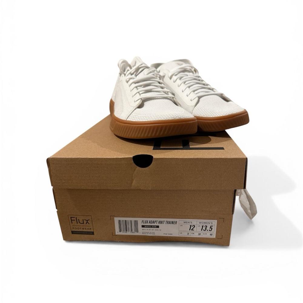 White Flux Trainers Sneakers with Gum Soles, Sz. 12 - Picture 6 of 6